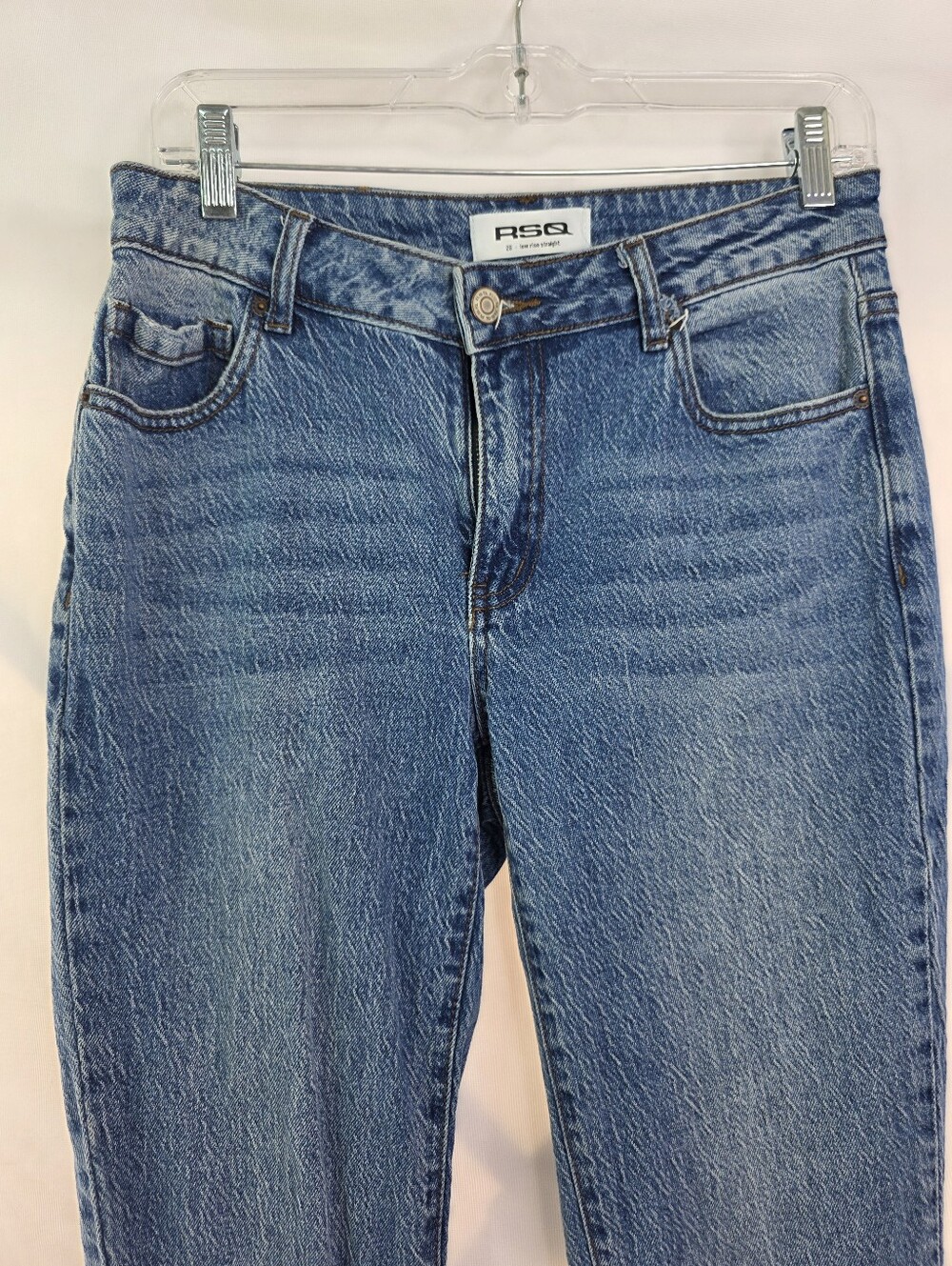 RSQ size 26 low rise Blue Straight Leg Jeans Classic Style Pants - Picture 2 of 6
